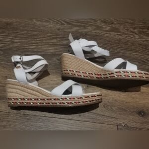Tommy Hilfiger Elena White Wedge Eapadrille Sandals Size 8.5